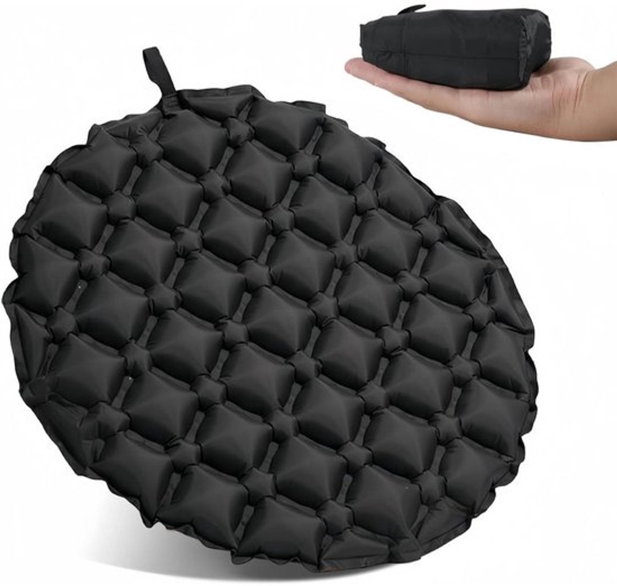 Opblaasbaar zitkussen, waterdicht, handgeperst luchtmatras, draagbaar kampeer- en reismatje, ultralicht opvouwbaar outdoor wandelmatje (50x50x5 cm)