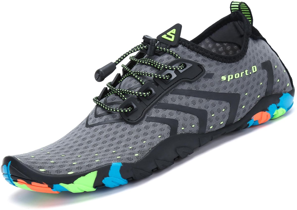 SnelShoppen - Saguaro Badschoenen, Strandschoenen, Aquaschoenen, Waterschoenen, Surfschoenen, Zwemschoenen voor Dames, Heren en Kinderen, Nieuw Grijs,