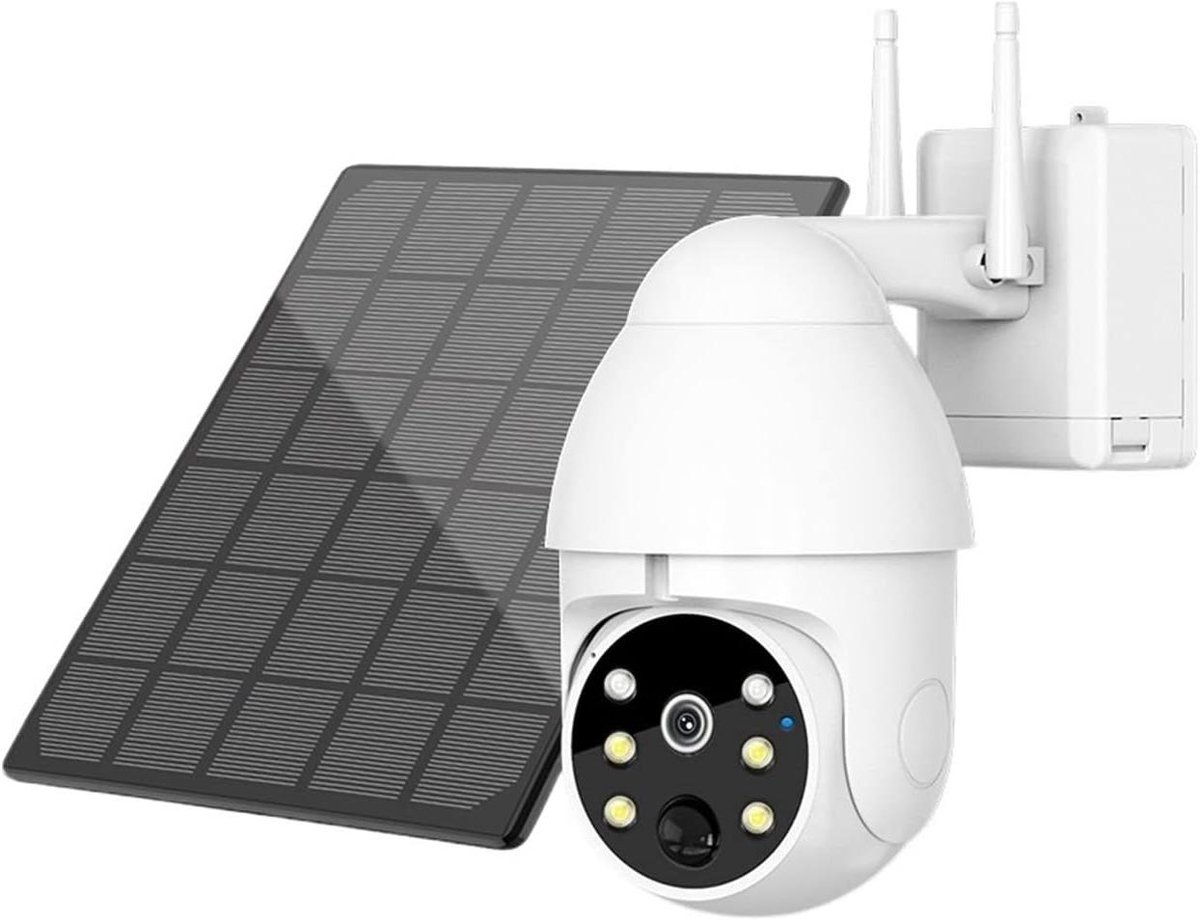 Draadloze Beveiligingscamera - Buiten Camera Wifi - Huis Beveiligen - Zonne-energie Aangedreven - 5MP HD - Wit