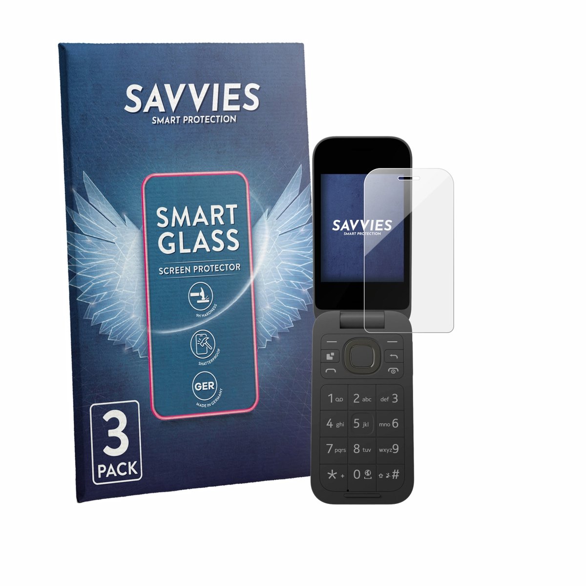3 Stuks Savvies Screenprotector - geschikt voor HMD 2660 Flip 4G - beschermfolie glas transparant