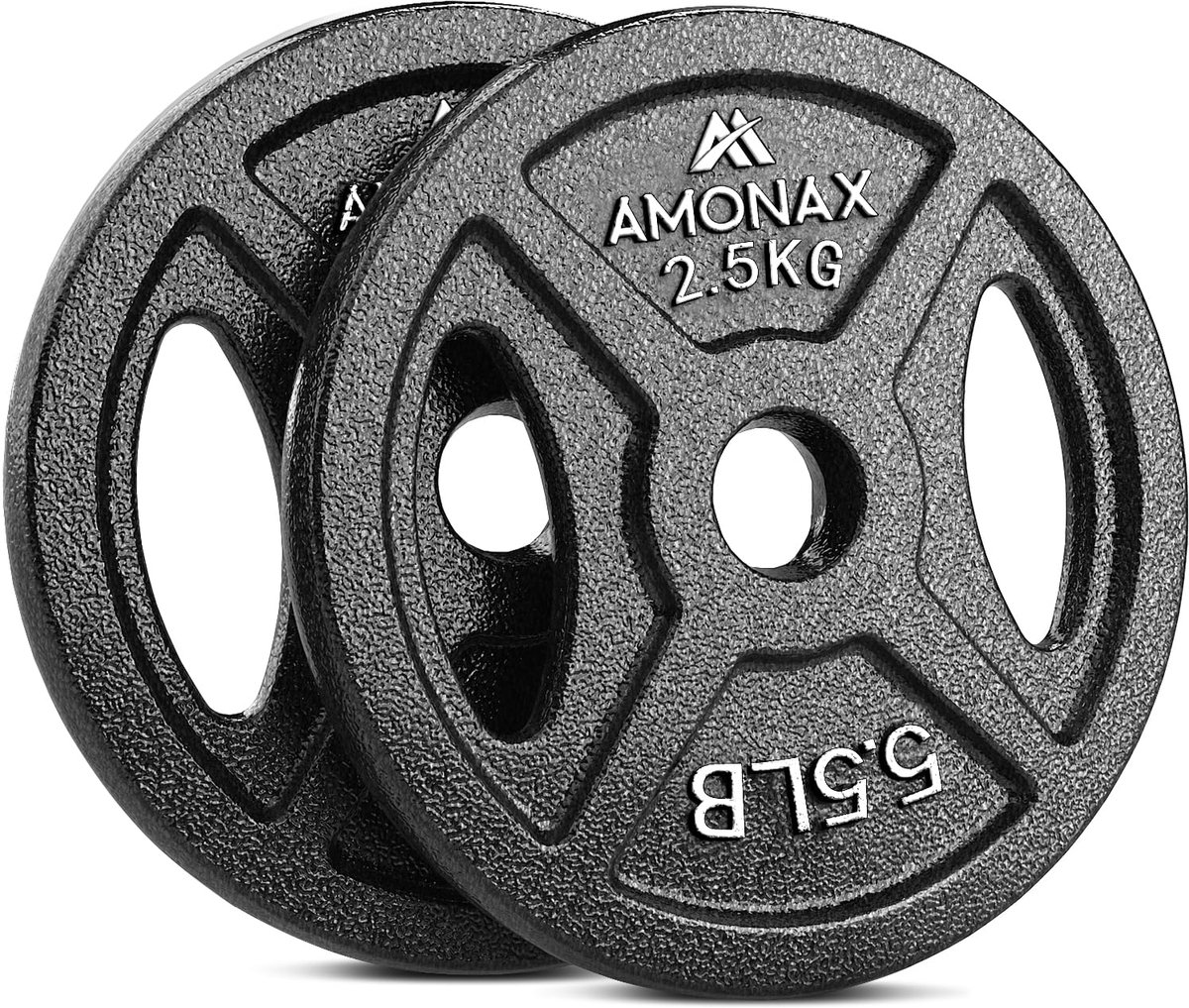SnelShoppen - Halterschijvenset Gietijzeren 2,5 Kg, 5 Kg, 10 Kg - Metalen Halterplaten voor 1 & 2 Inch Olympische Halterschijven - Ideaal voor Gewicht