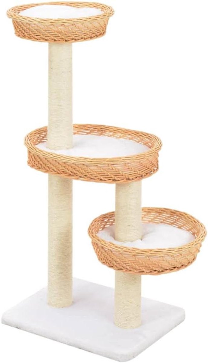 Kattenkrabpaal Hout - Klimmeubel Kat - Katten Spelen - Handgemaakt Natuurlijk Hout - 40x1x30 cm - Origineel