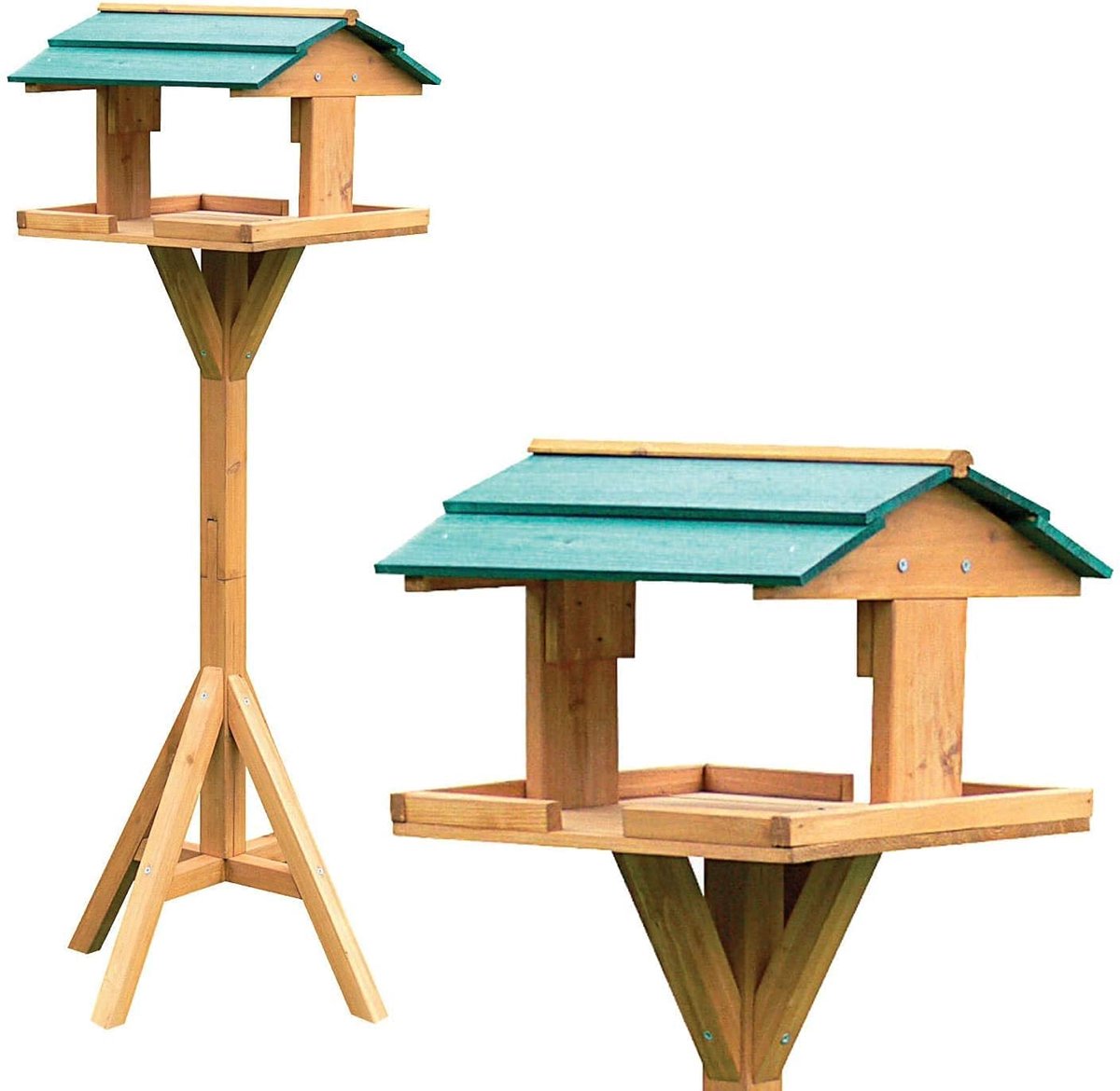 SnelShoppen - Traditionele hoge houten vogeltafel, aantrekkelijk vogelvoederstation, vrijstaande buitenstandaard voor alle soorten vogels, tuin, buite