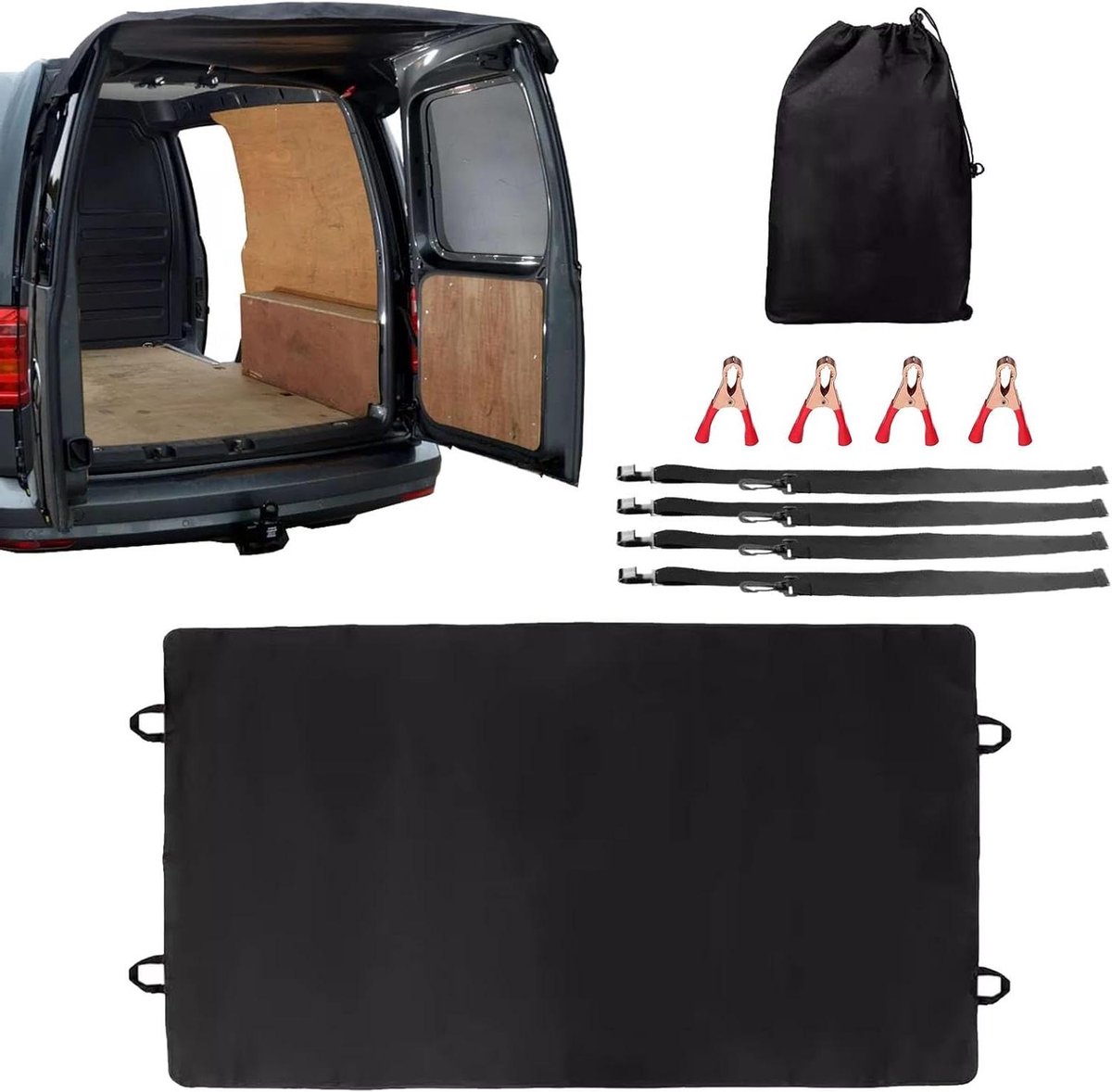 Achterdeur Luifel Afdekking - Schuurdeurhoes Zonnescherm - Voertuig Beschermen - Scheurvast Oxford Materiaal - 180 x 113 cm - Zwart