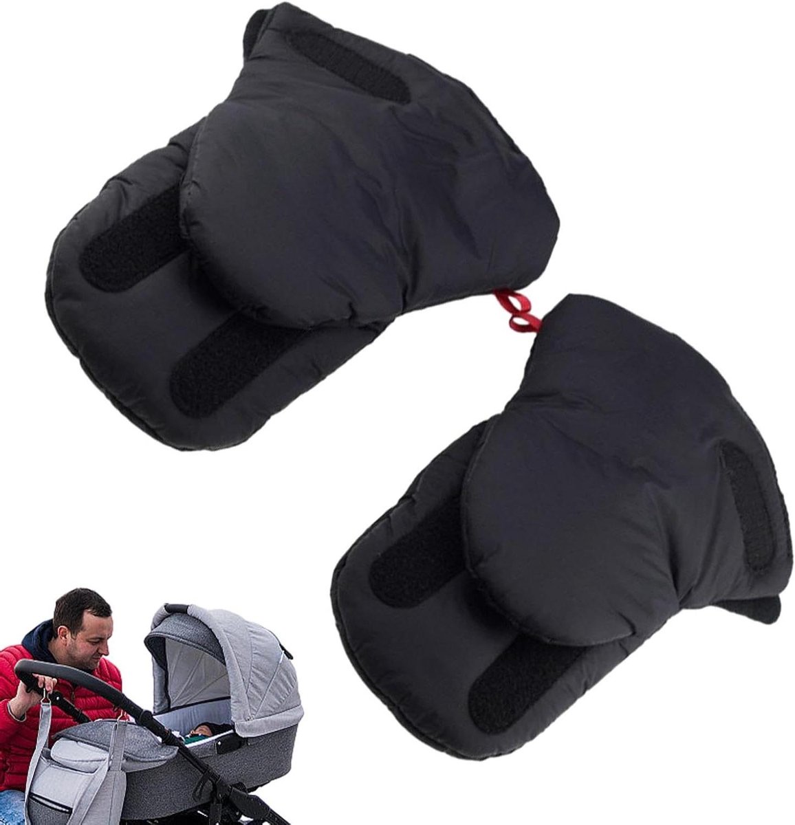 Kinderwagen Wanten - Handmof Kinderwagen - Handen Warm Houden - Extra Dik Fleece - 20 x 25 cm - Zwart