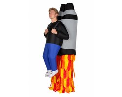KIMU® Opblaas Kostuum Raket - Opblaasbaar pak - Mascotte Opblaaspak - Opblaasbare Astronaut Ruimtevaarder Alien Ufo Space Spaceman Dames Heren Halloween