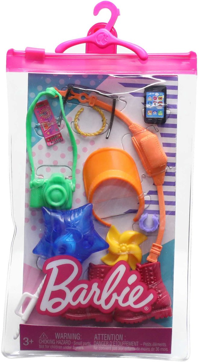 Barbie Accessoires Set met o.a. een Oranje Pet, Rode Laarzen, Zonnebril en nog veel meer van Barbie — afbeelding 3