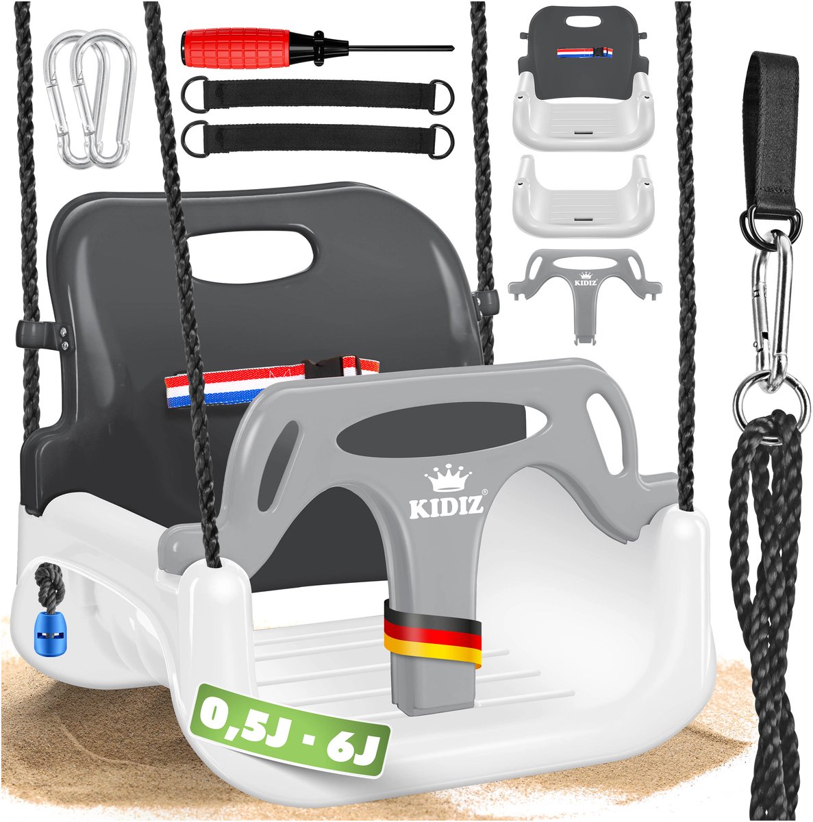 KIDIZ® 3-in-1 Babyschaukel - Verstelbare Schommel voor Binnen en Buiten