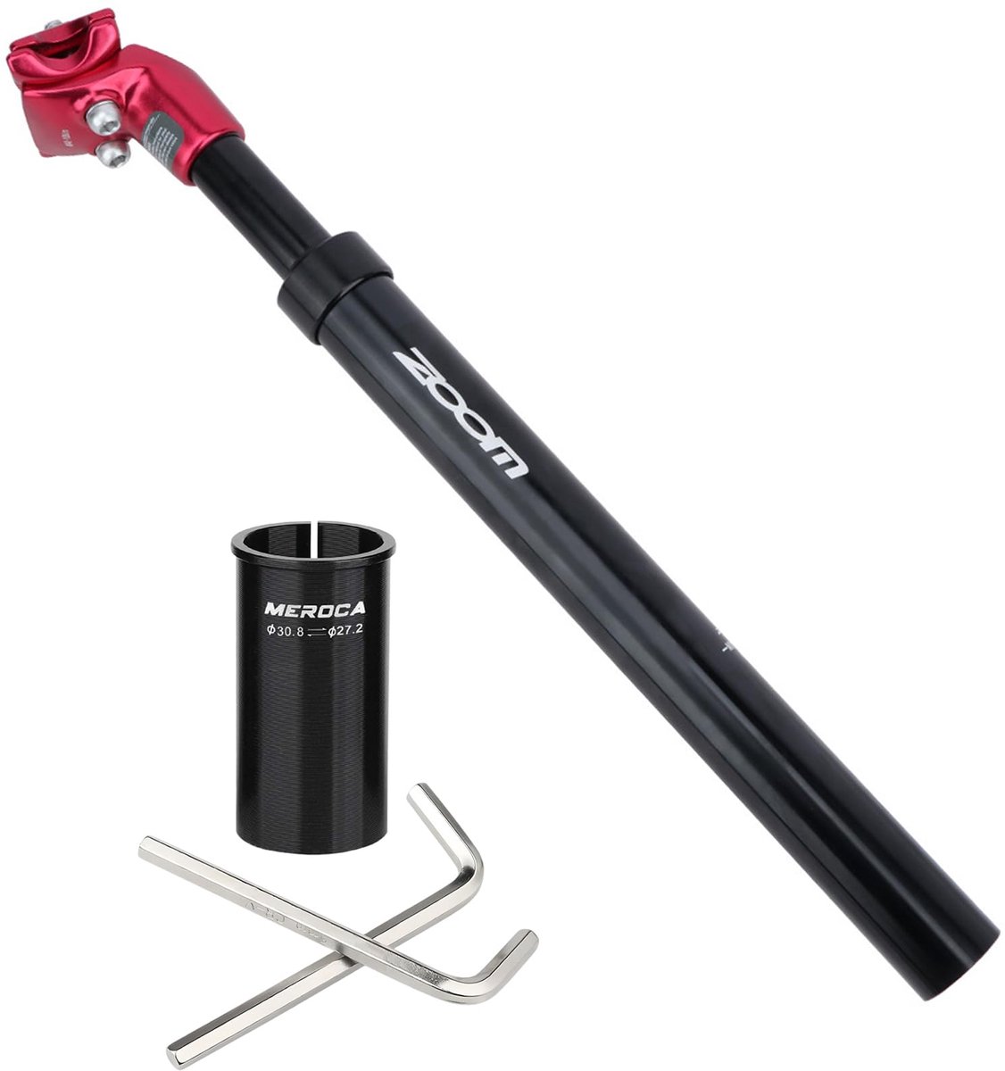 SnelShoppen - Verende zadelpen Aluminiumlegering Ø30,8mm - 350mm lang - Comfortabel fietsen - Verstelbare zadelpen voor mountainbike en stadsfiets