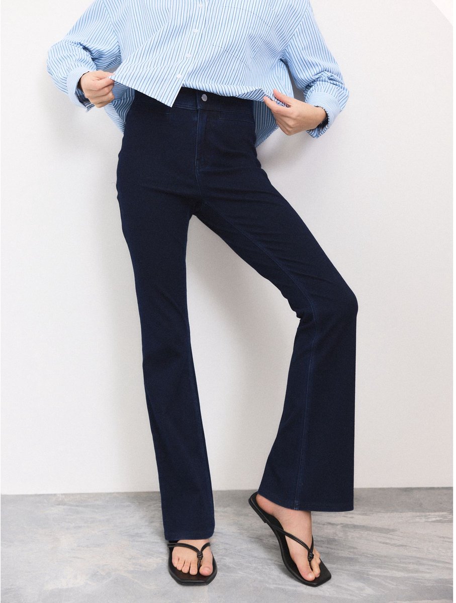 Next - Dames - Denim legging van jersey met flared pijpen - Blauw
