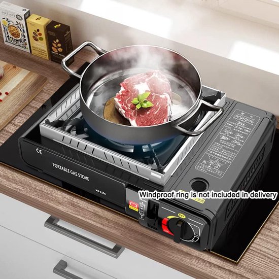 Cassette Gasbrander - Draagbare Kooktoestel - Outdoor Koken - Hoge Power 2.9kW - 34 cm breed - Zwart — afbeelding 3