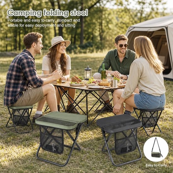 Draagbare Klapkruk - Opvouwbare Kruk Vouwkruk - Outdoor Zitten - Compact Opvouwbaar - 31 x 28 x 31 cm - Groen — afbeelding 2