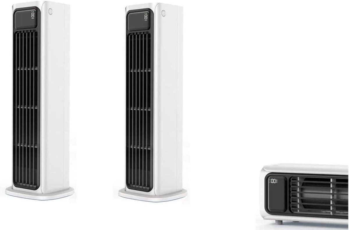 Draadloze Opladen Ventilator - Mistkoeler Airco - Persoonlijke Koeling - Bladloos Ontwerp - 33 cm Hoog - Wit