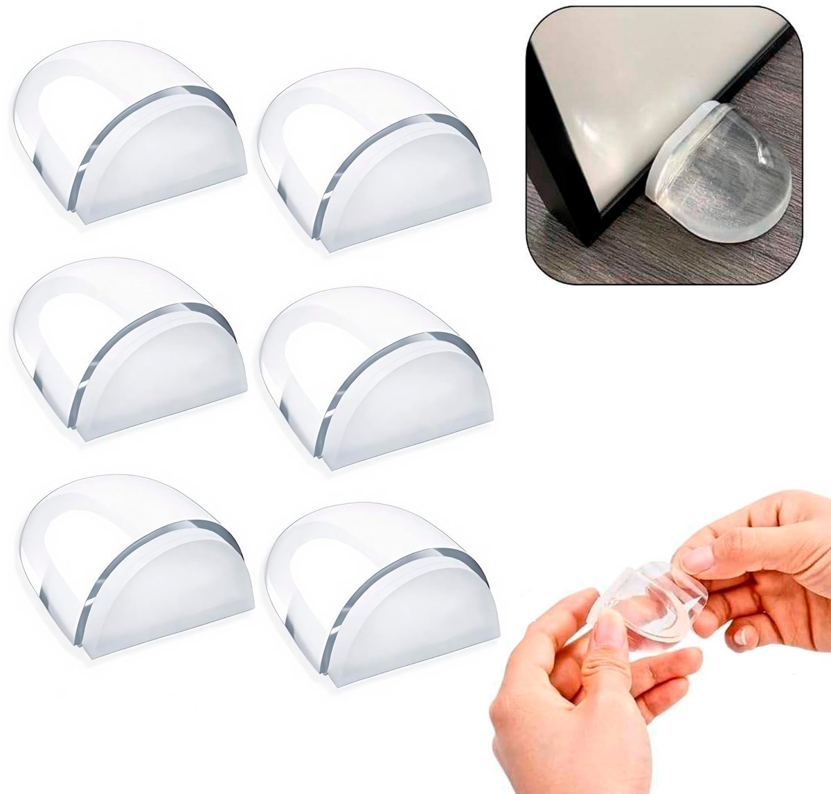 Een set van 6 zelfklevende deurstoppers, boren is niet nodig - universele deurstoppers, stevige binnendeurstoppers, geschikt voor schokbestendige deuren.