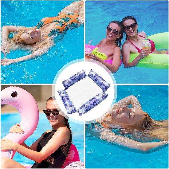 Opblaasbare Zwembad Float - Waterstoel Lounger - Ontspannen op water - Ergonomisch ontwerp - 124 x 120 cm - Donkerblauw — afbeelding 4