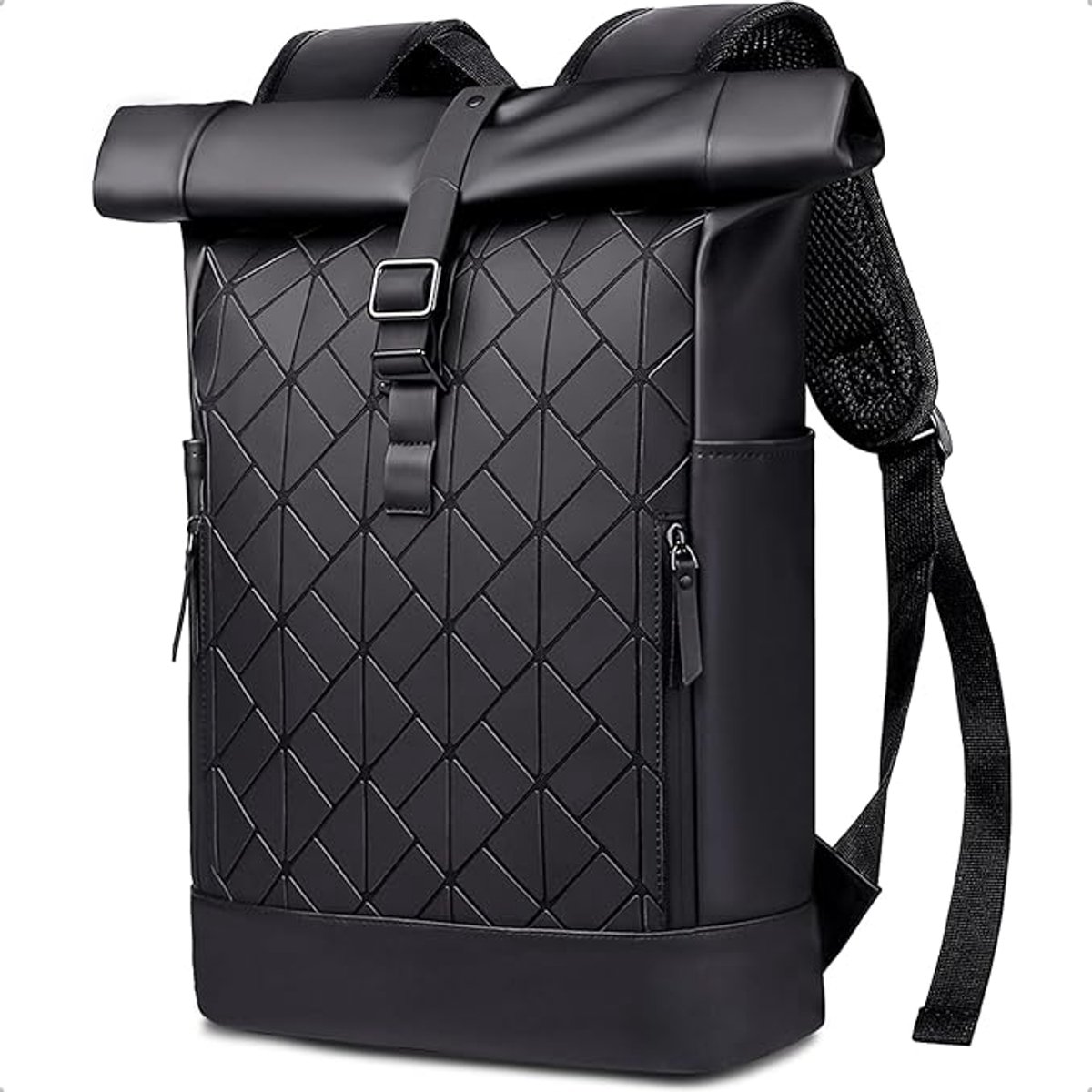 Bobypet - Rolltop-rugzak voor heren, grote rugzak (31 l), waterdicht, rugzak voor dames, met laptopvak, reisrugzak, geschikt voor school, fietsen, vrije tijd, werk en sport, zwart