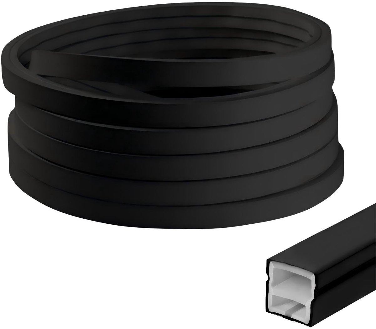 SnelShoppen - Flexibel Siliconen LED-profiel 3m, 12x12mm, Waterdicht IP65 LED-kanaaldiffuser voor Plafond, Kast en Bar, Geschikt voor 8mm Akoestische