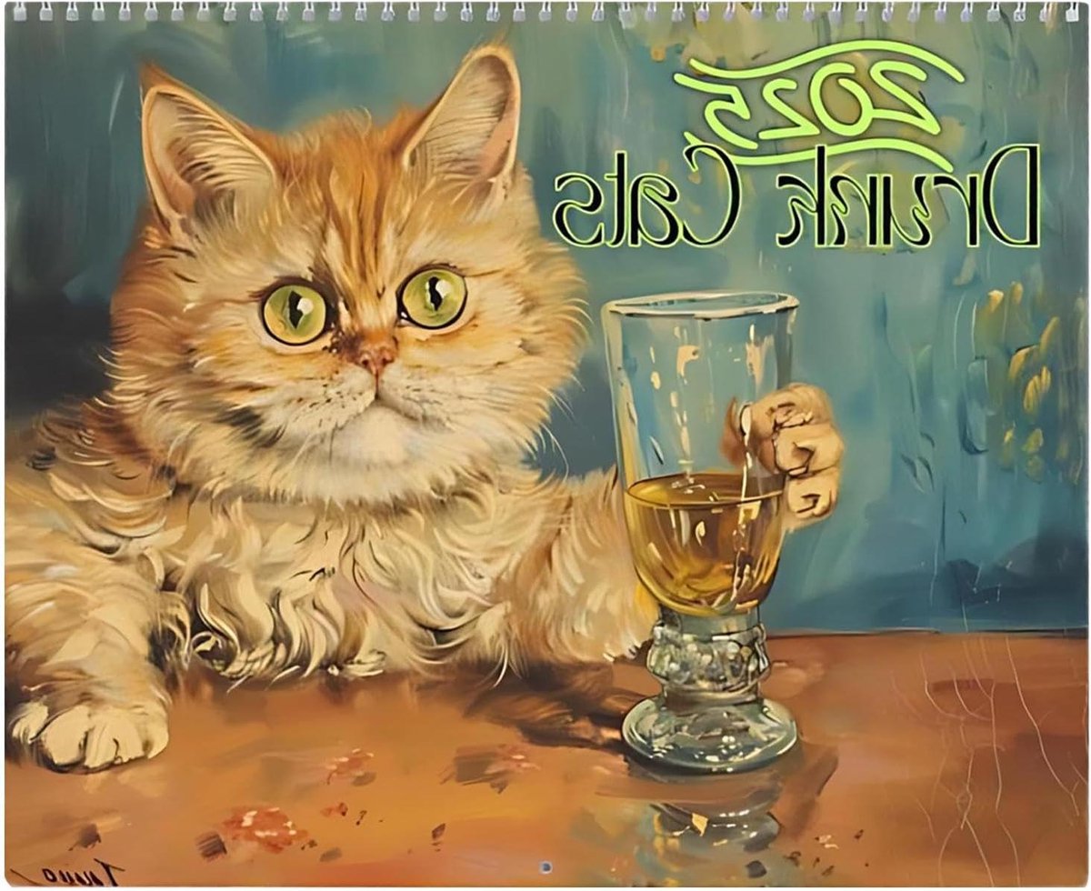 Dronken Katten Kalender - Grappige Kattenkalender - Dagelijkse Planning - Unieke Kattenafbeeldingen - 21.9 x 27.9 cm - Meerdere Kleuren