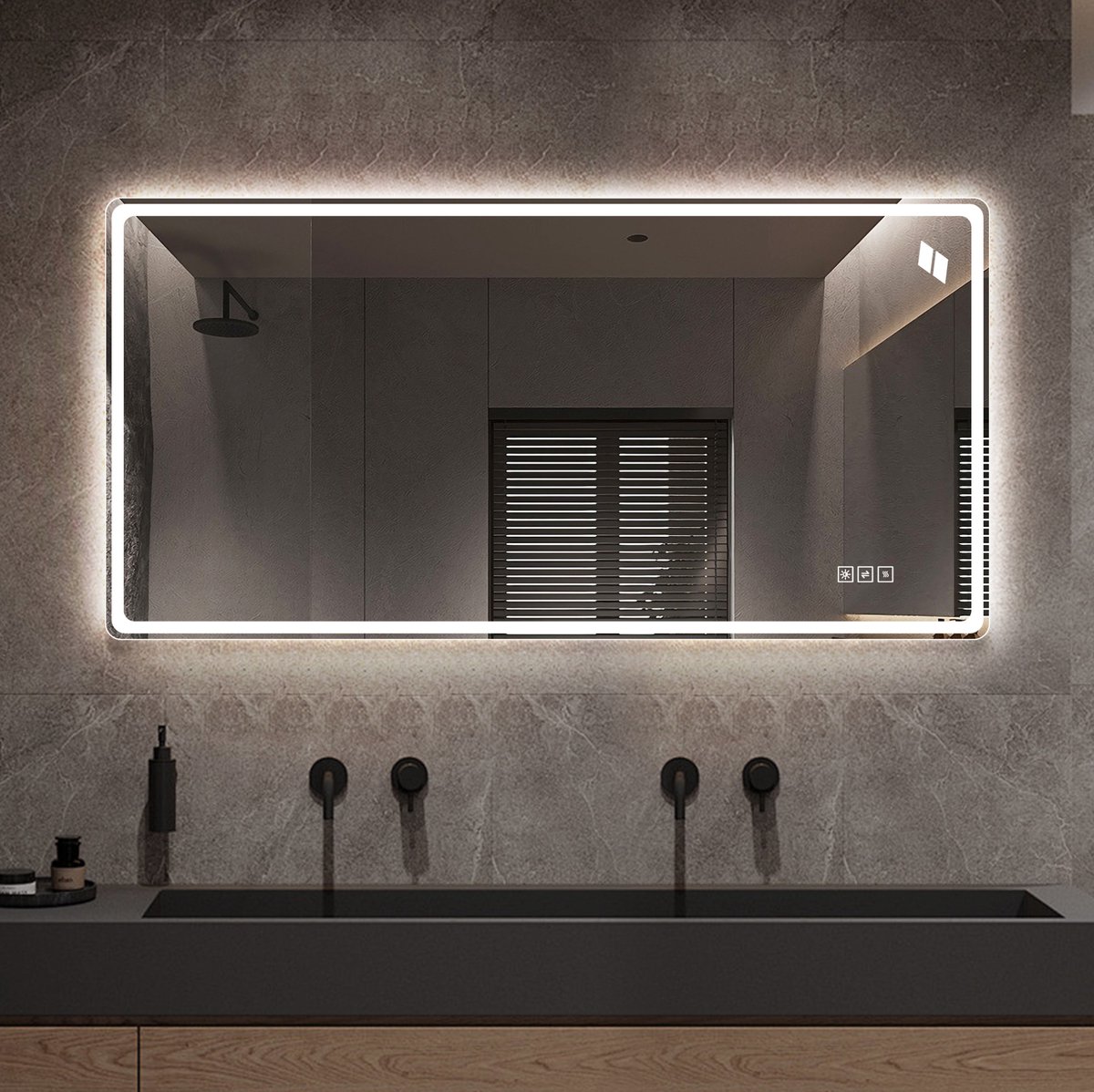 FloraGrace Badkamerspiegel Led 60 X 120 Cm Frameloos Front En Achterverlichting Dimbare Touch 3 Kleurtinten Anti Condens Wandspiegel