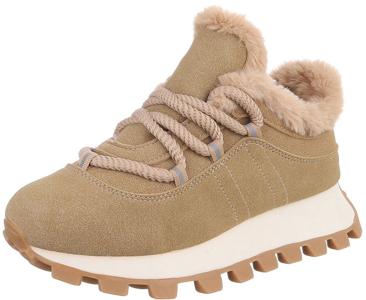 Sneaker met vetersluiting en voering - dames Mt:36