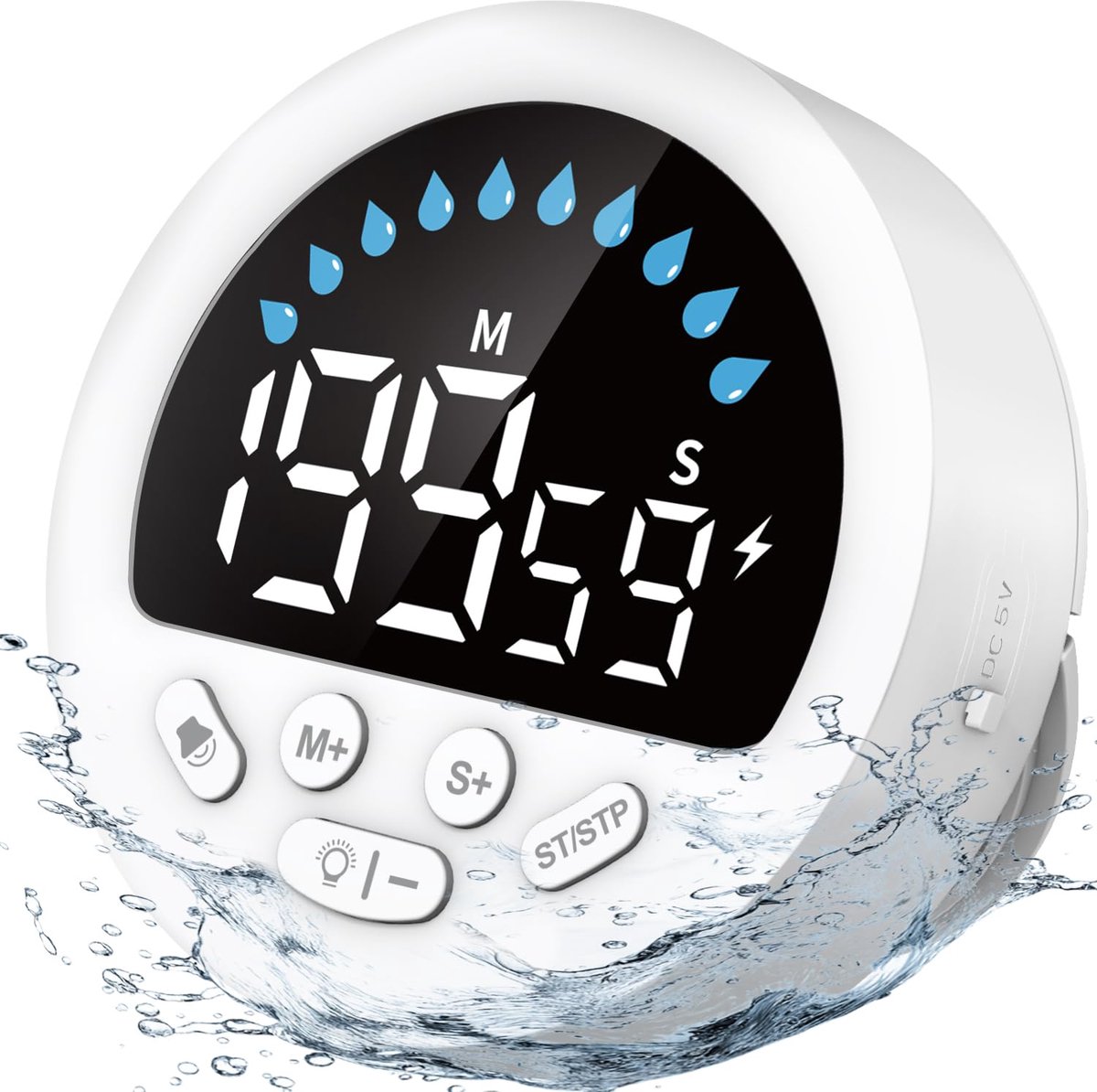 SnelShoppen - Waterdichte Douche-Timer IPX5 met Countdown en Countup Functie, Stopwatch, Zuignap en Wandhouder voor Keuken, Badkamer, Toilet, Zwembad