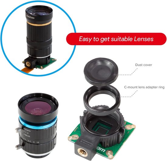 Raspberry Pi Camera Module - HQ Camera IMX477 - Beeldopname - 12.3MP Hoge Resolutie - C-CS Bevestiging - Zwart — afbeelding 3