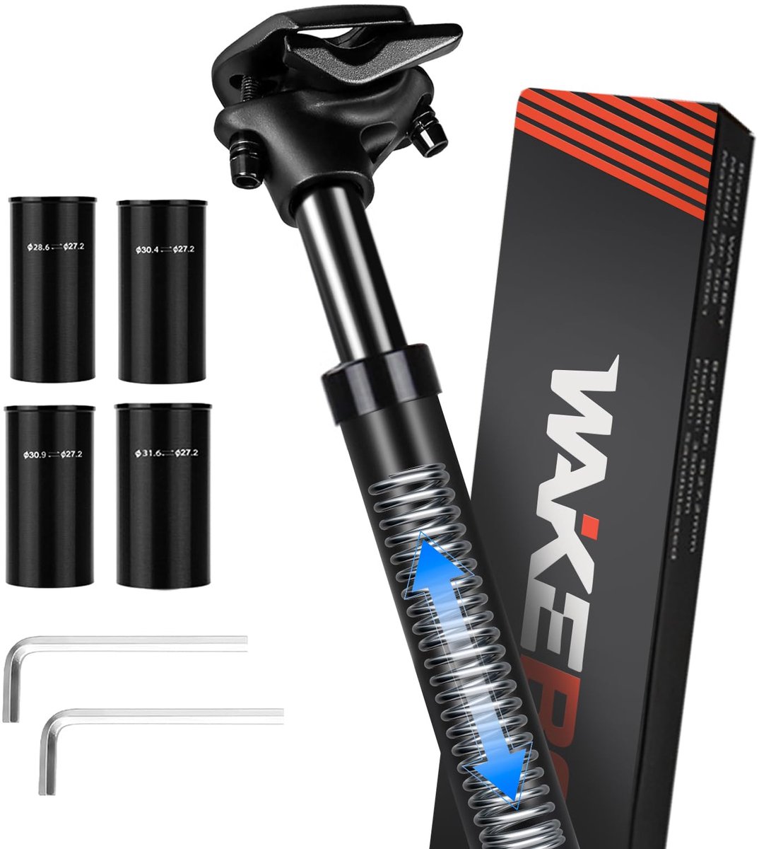 Geveerde Zadelpen - Verende Fietszadelpen - Comfortabel Fietsen - Verstelbare Veerspanning - 272 mm - Zwart