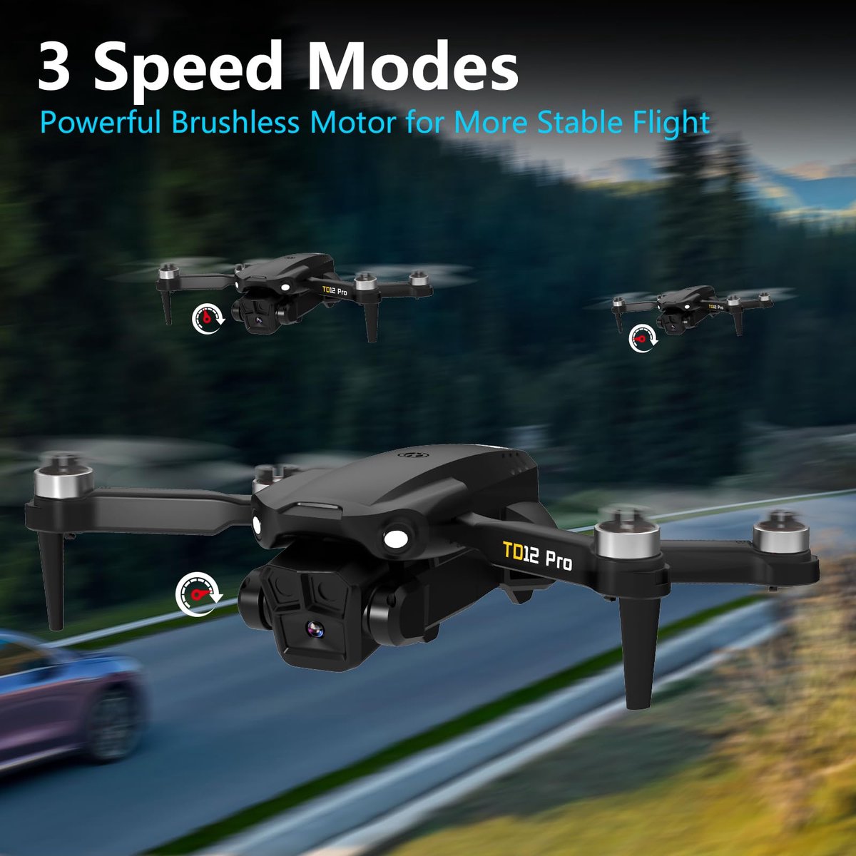 SnelShoppen - Toladrone TD12PRO Drone met 1080P Camera, Borstelloze Motor, 90° Verstelbaar, Windbestendig, Opvouwbare Quadcopter voor Beginners en Vol