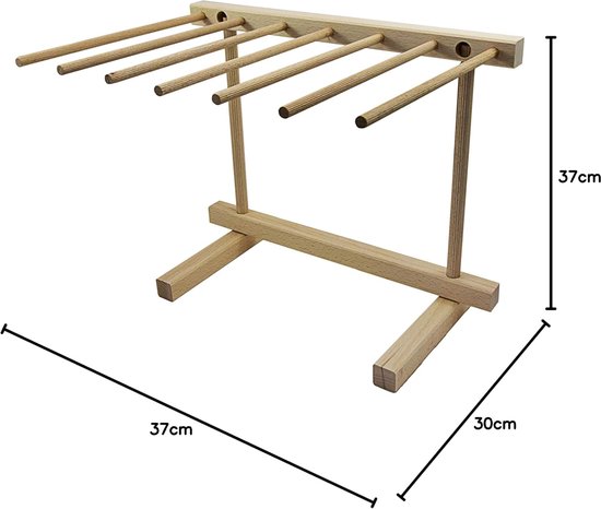 Pastadroger - Verse pasta rek - Ambachtelijk maken - 7 droogarmen - 37 cm hoog - Beige — afbeelding 2