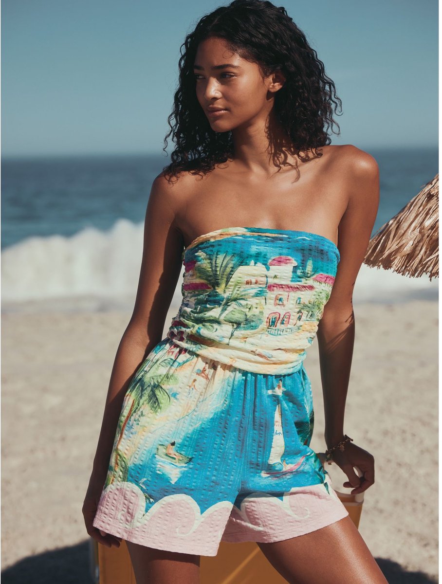 Next - Dames - Jersey bandeau-playsuit - Blauw