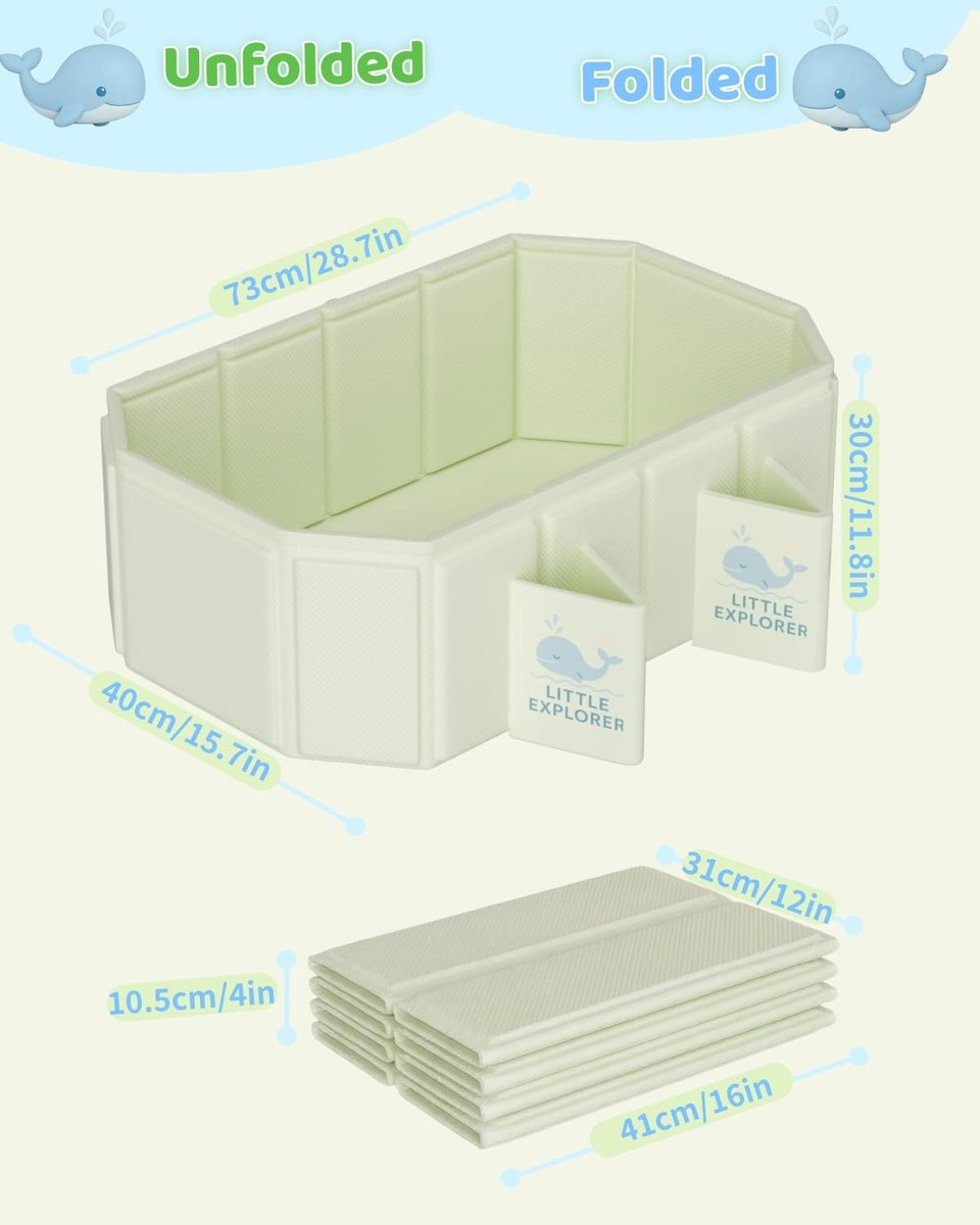 SnelShoppen - Opvouwbaar babybad met walvismotief, draagbaar en ruimtebesparend, antislip, voor thuis, op reis, buiten, kindvriendelijk, ideaal voor c