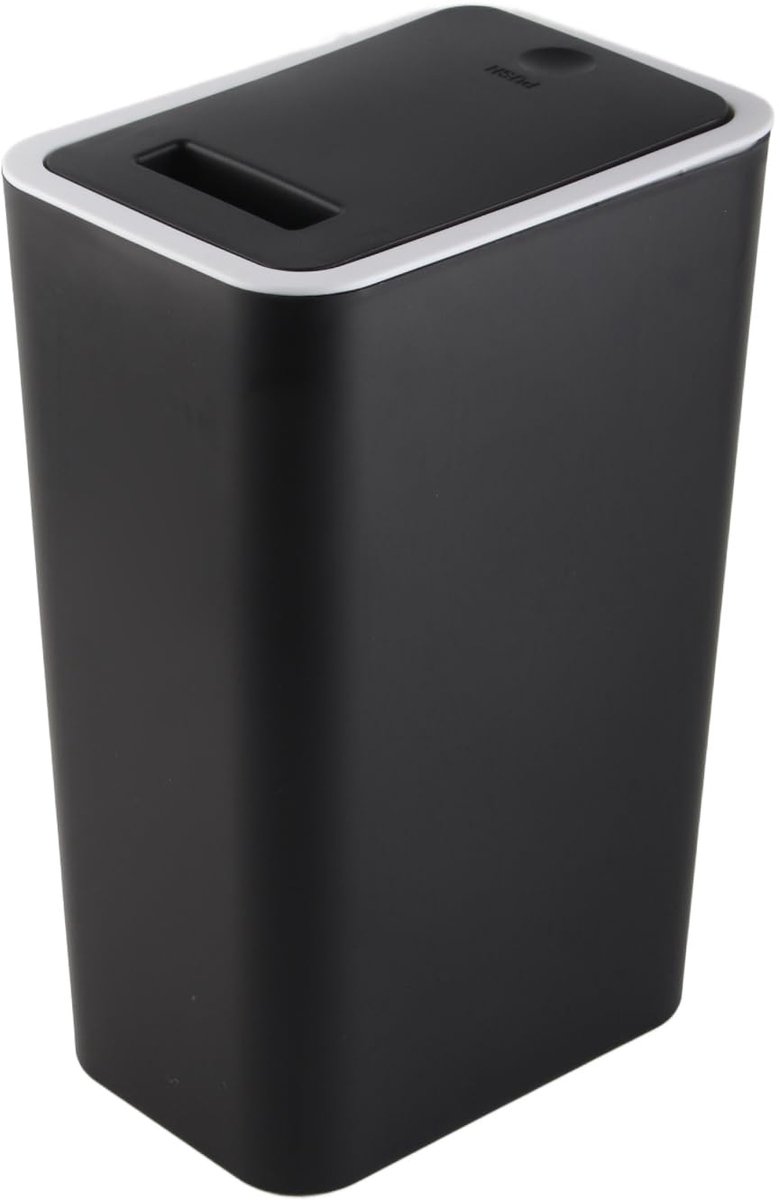 Dailygoods - Badkamer Prullenbak - Plastic Vuilnisbak - Grote Capaciteit - Zwart - Geurloze Afvalbak - Geschikt voor Toilet en Kantoor