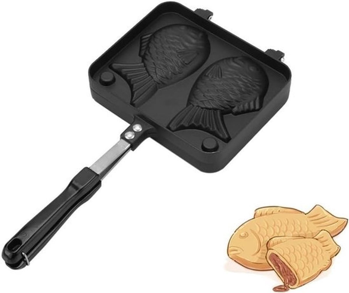 SnelShoppen - Non-stick Wafel Cake Maker met 2-Zijdige Visvorm Aluminium Alloy - Snelle Verwarming, Eenvoudig Schoonmaken, Perfect voor Feesten, Kinde