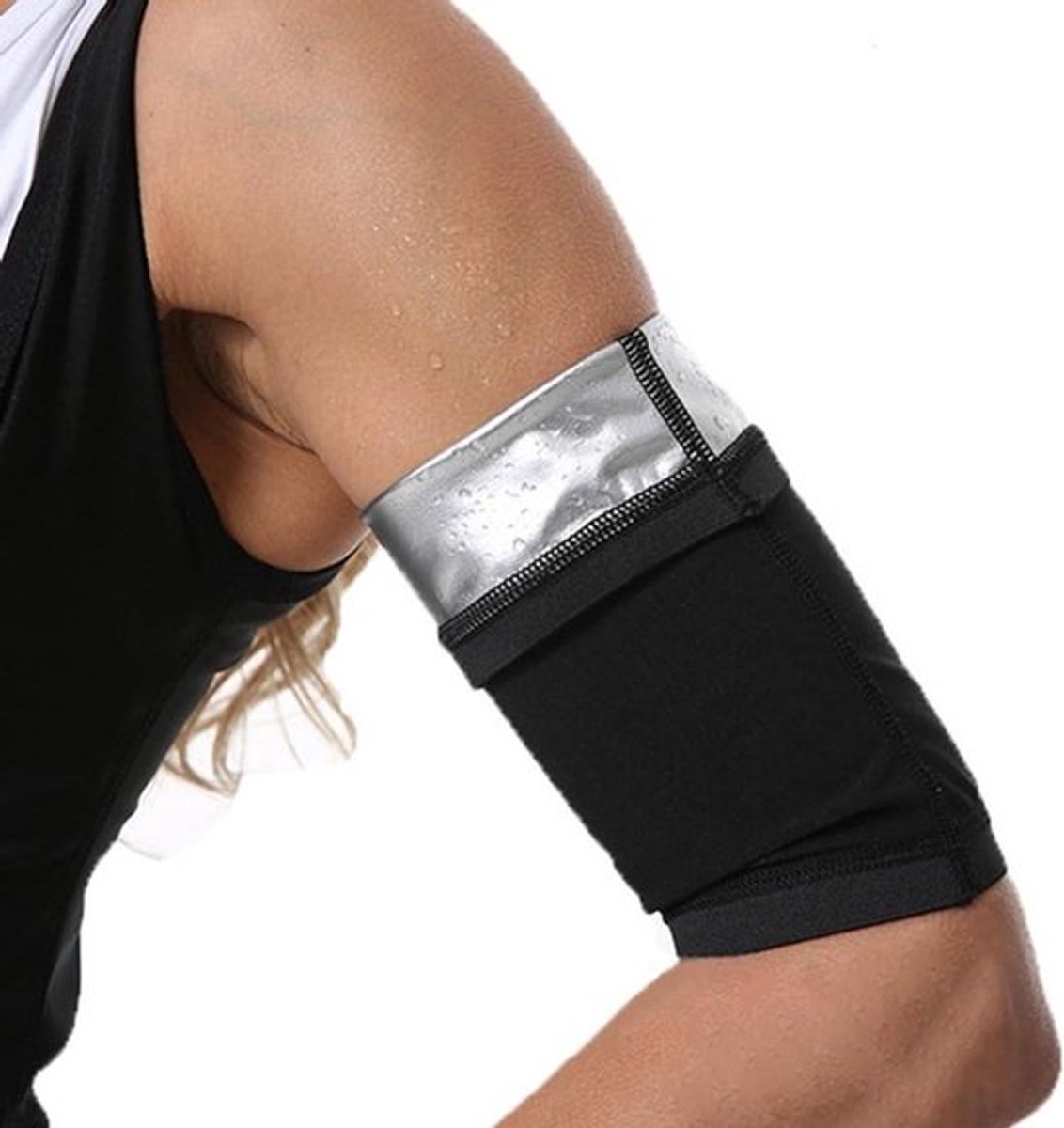 Set van 2 verstelbare sauna-armbanden voor fitness - elastisch - unisex (zwart)