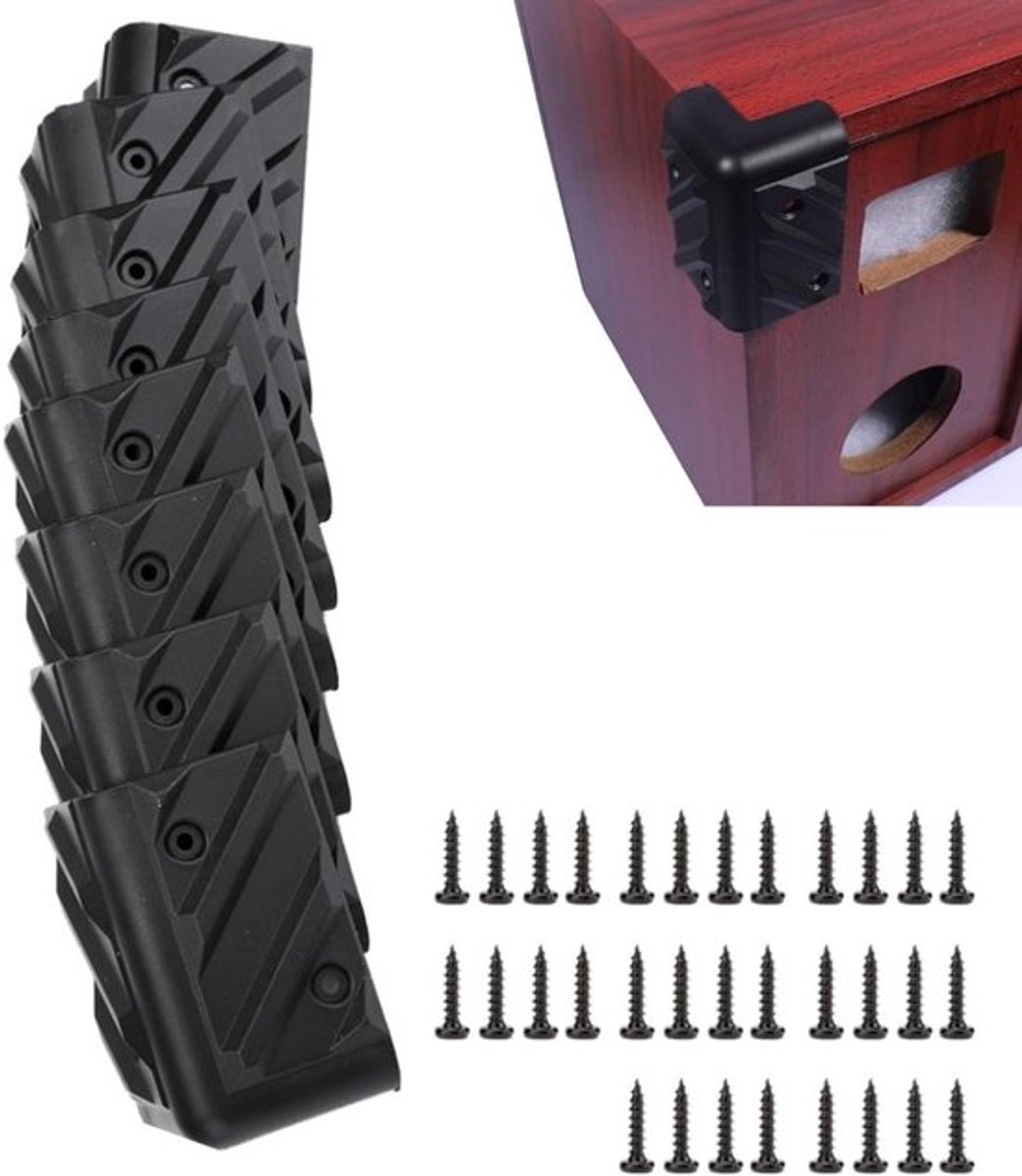 Luidsprekerkast Hoekbeschermer Set van 8 stuks - Verdikking - Plastic Rechte Hoek Hoekbeschermer - Zwart - Kast - Gitaar - Versterker.