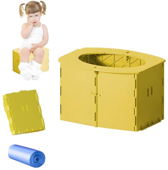 SnelShoppen - Opvouwbaar Kindertoilet - Draagbare Reispot voor Kinderen - Compact Babytoilet in Geel - Ideaal voor Reizen, Camping en Thuisgebruik