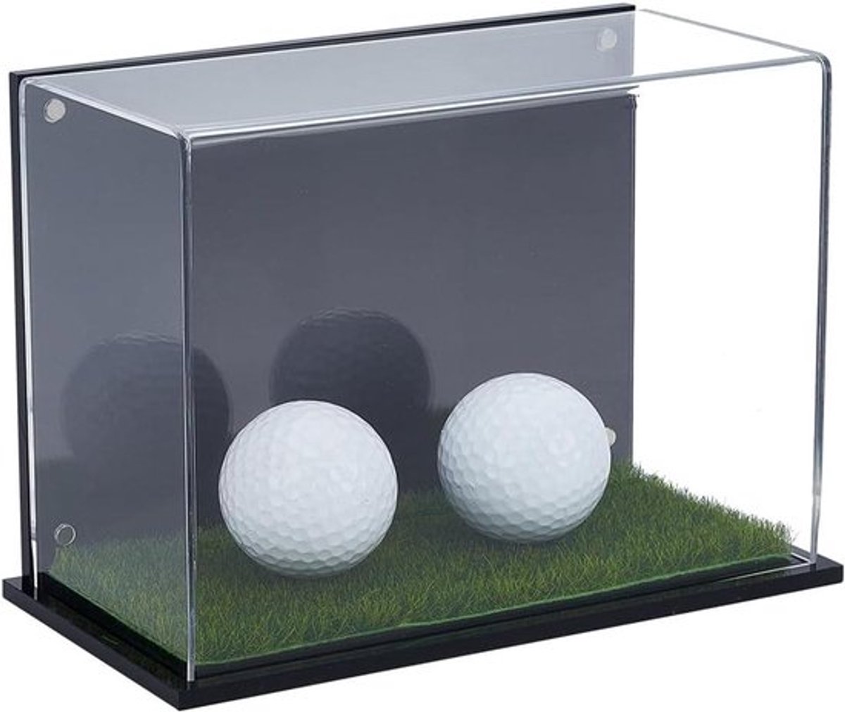 Golfbal Display Case Stand met Turf Base en Zwarte Magneet - Acryl Golfbal Display Box - 9x13.2x9cm - Monteren - Beschermende Golfbal Houder - Display Opslag.