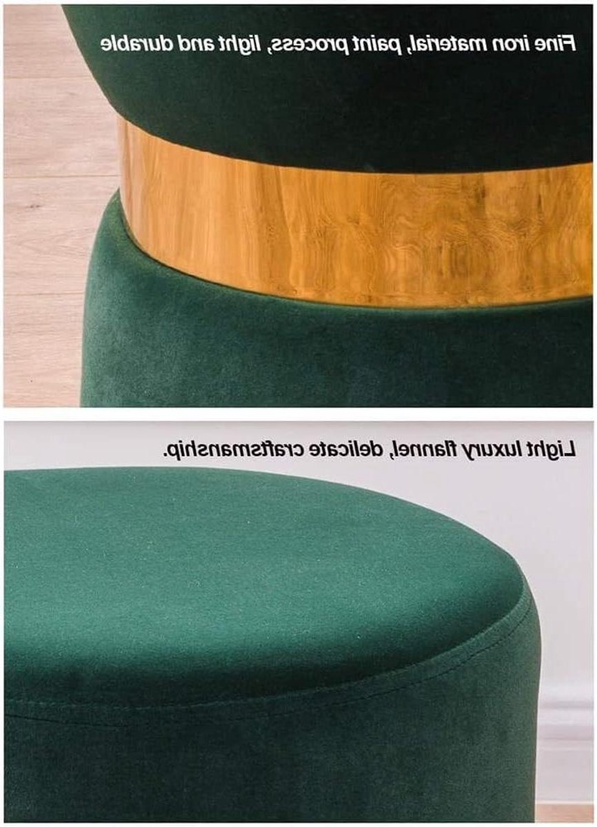 Opbergkruk Rond - Voetenbankje Poef - Zitruimte Creëren - Licht Luxe Flanel - 36 x 36 x 45 cm - Groen