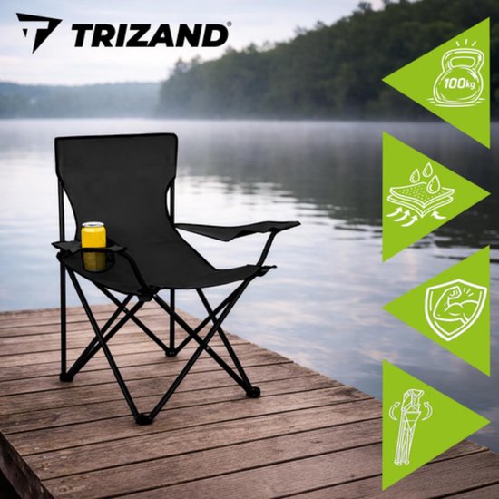 Trizand Zwarte Vissersstoel - 80 x 44 x 80 cm - Draagbaar en Stevig van Trizand — afbeelding 3
