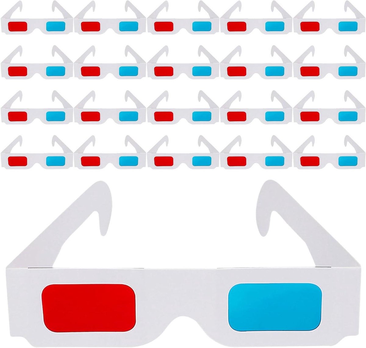 3D-brillen - Stereoscopische kijkbrillen - Films Kijken - Papieren Kartonnen Montuur - 150 stuks - Rood