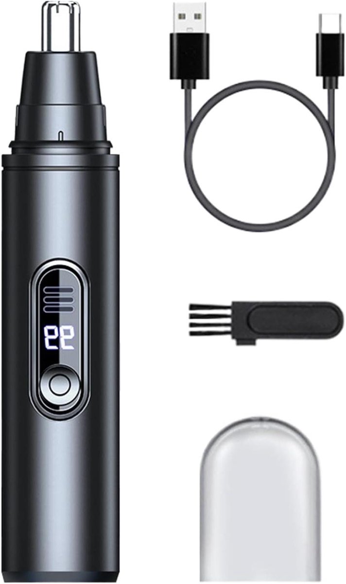 Neushaartrimmer - Neustrimmer Mannen - Verzorgd Uiterlijk - 360 Graden Kop - Zakformaat - Zwart