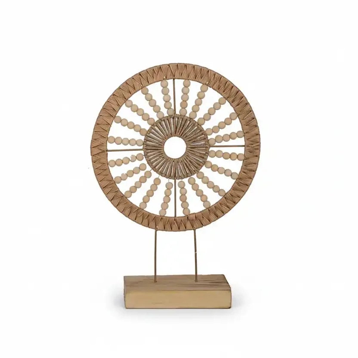 Lolaa Deco object Solara hout en kralen op standaard H46cm