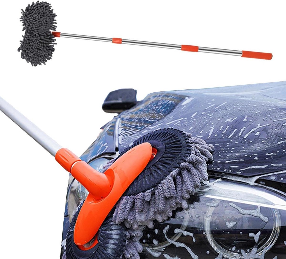 Autowasmop Verlengbaar - Wasborstel Auto - Voertuig Reinigen - 360 Graden Zwenkbaar - 80-135 cm - Niet gespecificeerd