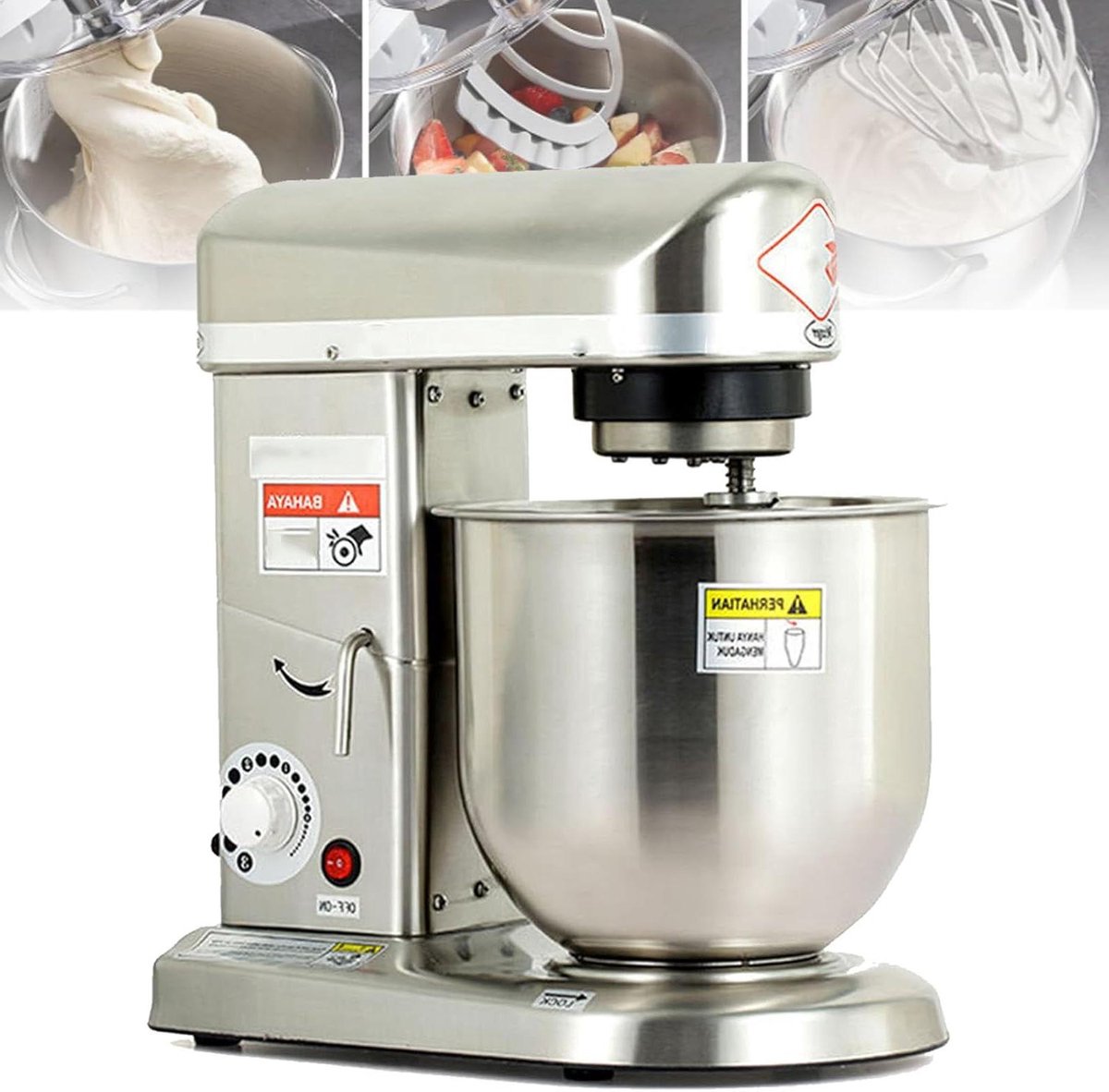 Keukenmixer - Deegmixer Standmixer - Bakken en Koken - 3-in-1 Accessoires - 5L Kom - Zilver