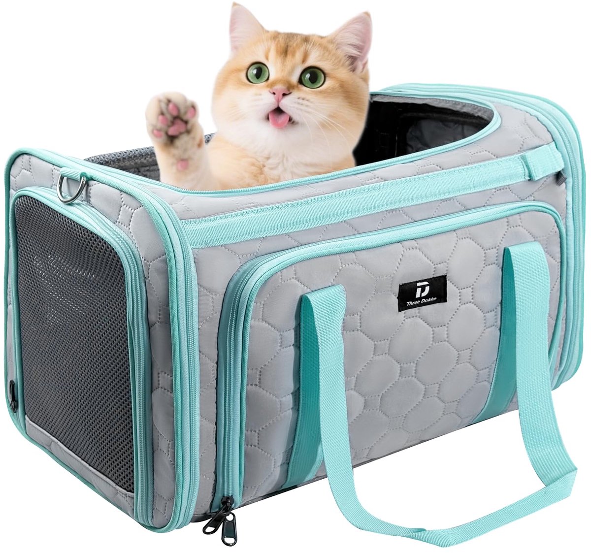 SnelShoppen - Uitbreidbare Kattenmand - Zachte Reismand voor Vliegreizen - Ademend Mesh-Stof - Fleece Gevoerd - Geschikt voor Lange en Korte Reizen -