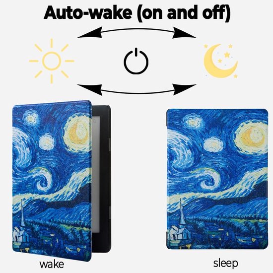 Kobo Aura H2O Hoes - E-reader Cover - Bescherming E-reader - Automatische Slaapfunctie - 6.8 inch - Sterrennacht Design van Kobo — afbeelding 5