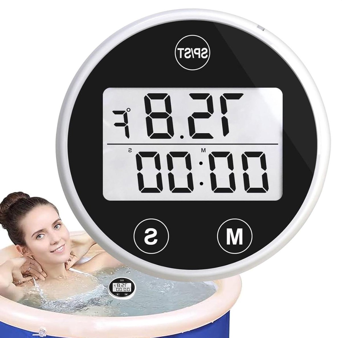 Waterthermometer met Timer - Drijvende Meter - Watertemperatuur Meten - Waterdicht Ontwerp - 4.5 cm - Wit