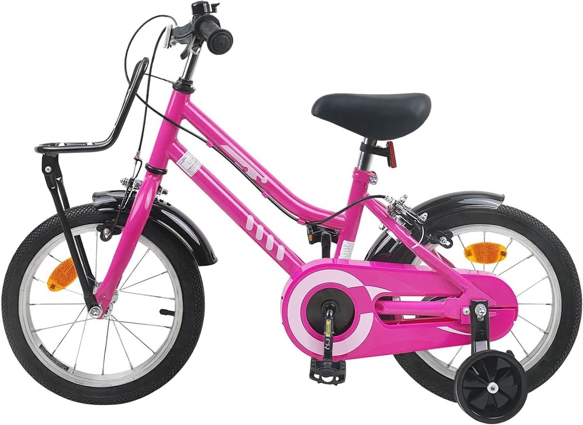 Kinderfiets 16 Inch sfiets sfiets Buiten Spelen Stevig Stalen Frame 16 inch Roze Zwart