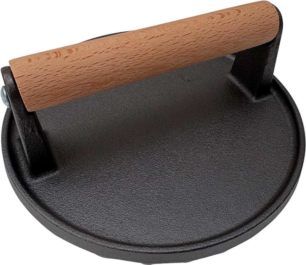 Vleespers Gietijzer - Hamburger pers - Vlees Grillen - Antiaanbaklaag - 17 cm Diameter - Zwart