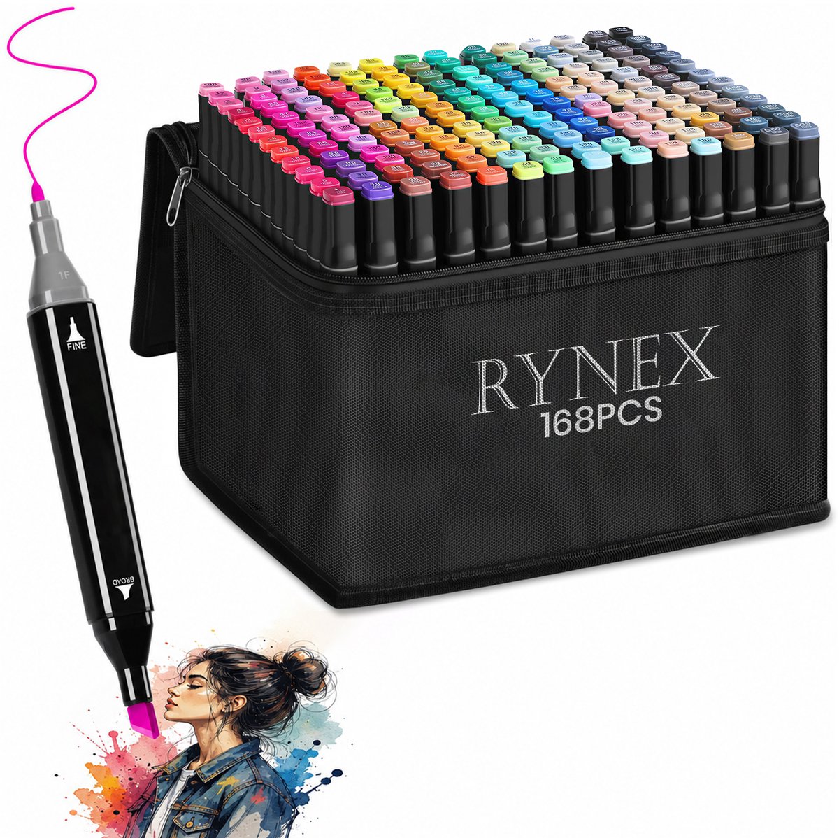 Rynex Twinmarkers 168 stuks - Dubbelzijdige Alcohol Markers